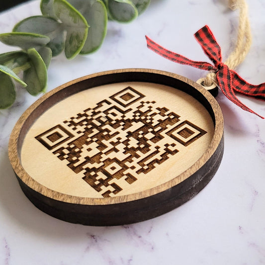 Custom QR Code Christmas Tree Ornament - Proposal Ornament - Memory Ornament - QR Code Social Media - Song Link - Photo Ornament