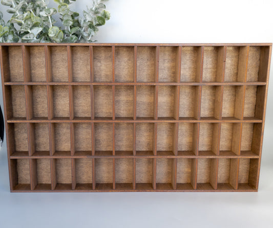 48 Compartment Wooden Display Shelf - Trinket Shelf - Curio Cabinet- Knick Knack Collection Display - Printer Tray -Figure Organizer Display