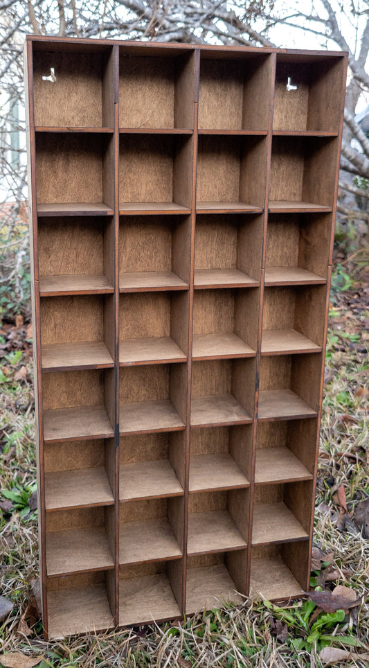 32 Compartment Wooden Display Shelf - Trinket Shelf - Curio Cabinet- Knick Knack Collection Display - Printer Tray -Figure Organizer Display