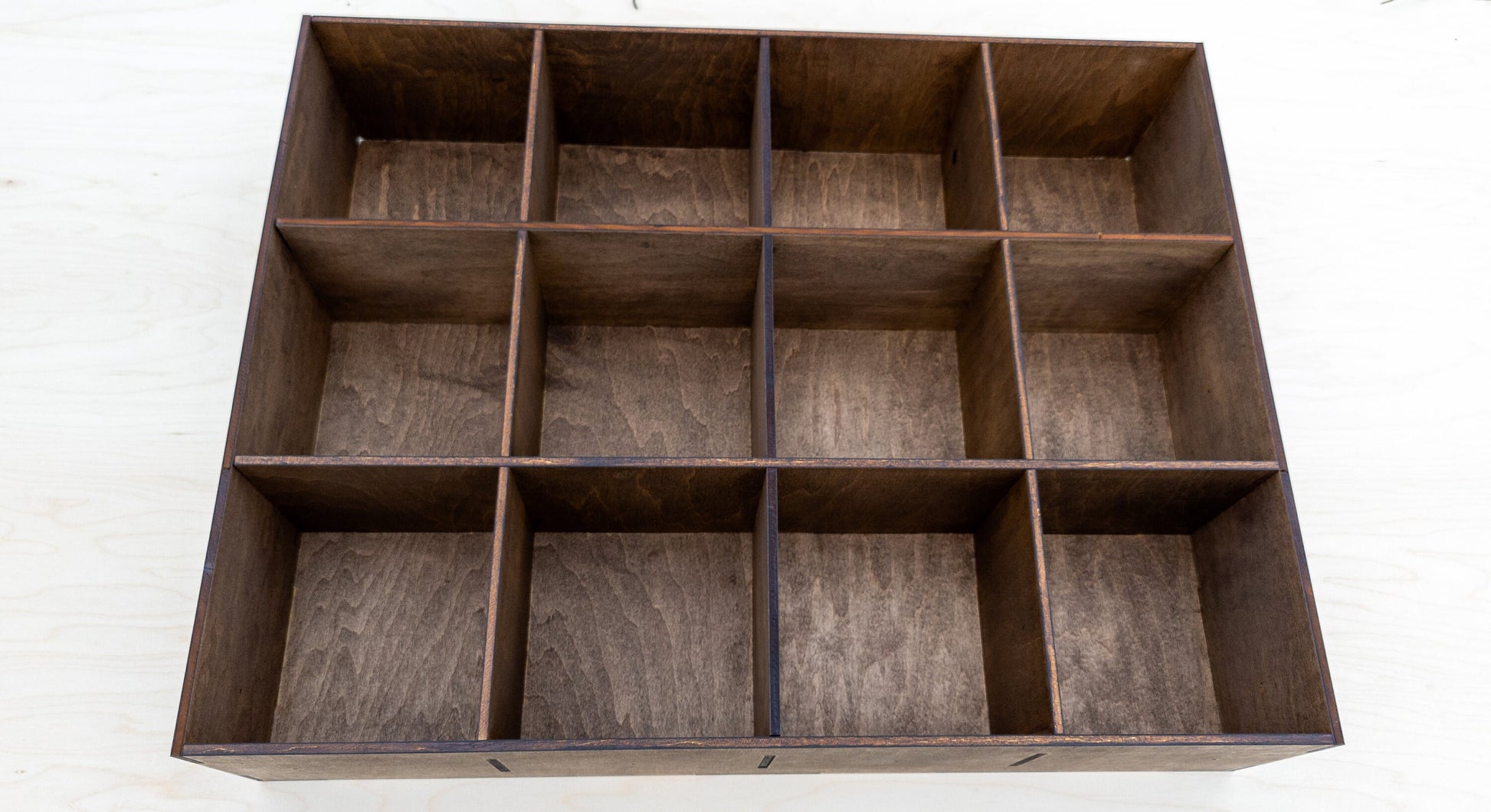 12 Compartment Wooden Display Shelf - Trinket Shelf - Curio Cabinet- Knick Knack Collection Display - Printer Tray -Figure Organizer Display