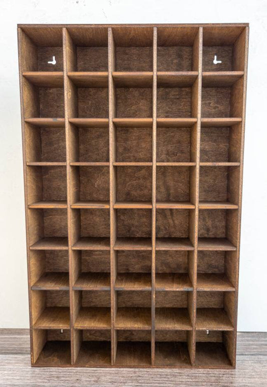 40 Compartment Wooden Shelf - Trinket Shelf - Curio Cabinet- Knick Knack Collection Display - Printer Tray -Figure Organizer Display