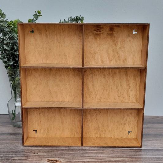 6 Compartment Wooden Display Shelf - Trinket Shelf - Curio Cabinet- Knick Knack Collection Display - Printer Tray -Figure Organizer Display