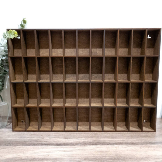 44 Compartment Wooden Display Shelf - Trinket Shelf - Curio Cabinet- Knick Knack Collection Display - Printer Tray -Figure Organizer Display