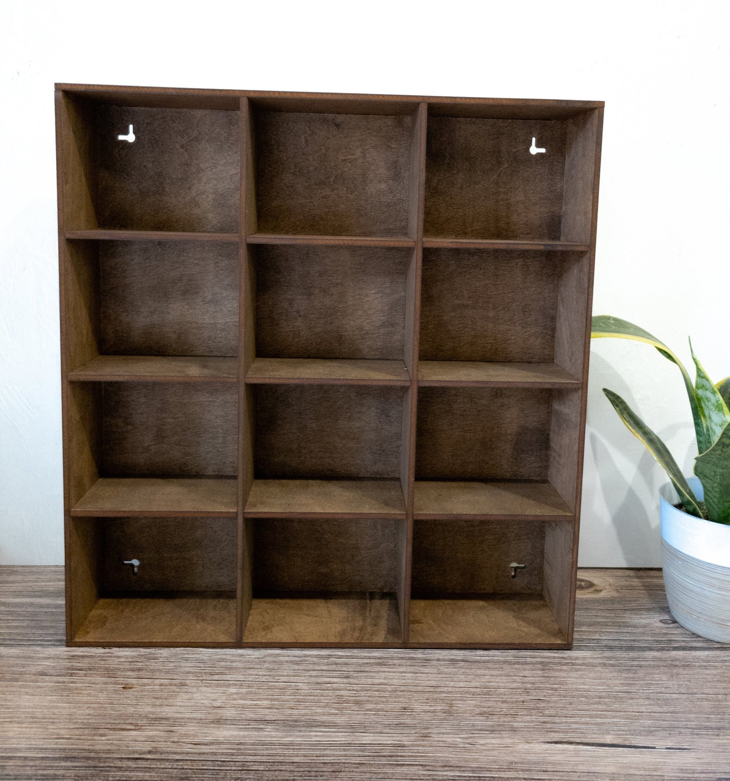 12 Compartment Wooden Display Shelf- Trinket ShelfCurio Cabinet- Knick Knack Collection Display - Printer Tray -Figure Organizer Display