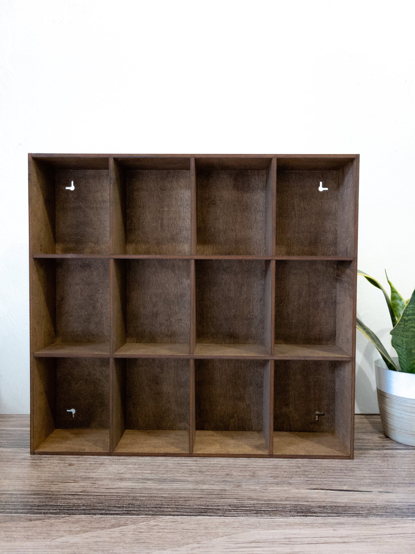 12 Compartment Wooden Display Shelf- Trinket ShelfCurio Cabinet- Knick Knack Collection Display - Printer Tray -Figure Organizer Display