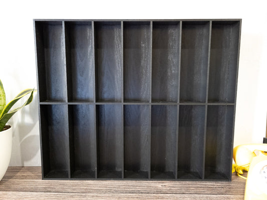 14 Compartment Wooden Display Shelf - Trinket Shelf - Curio Cabinet- Knick Knack Collection Display - Printer Tray -Figure Organizer Display