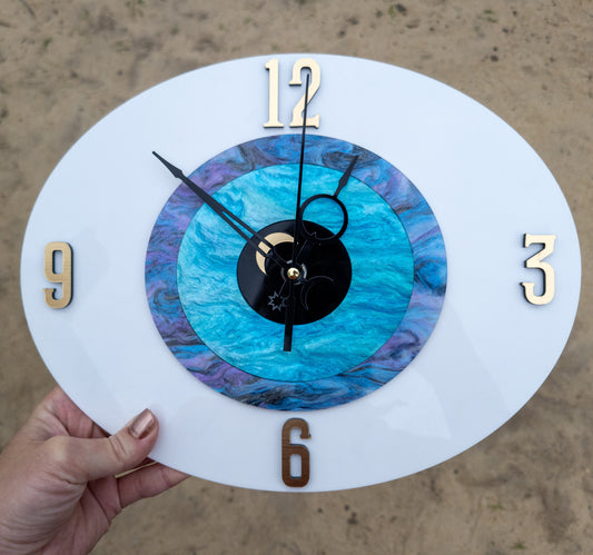 Modern Retro Evil Eye Wall Clock - Funky Wall Clock - Retro Clock - Eyeball Clock - Office Clock - Kitchen Clock - Pastel Clock