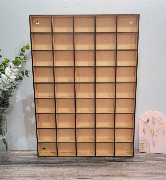 45 Compartment Wooden Display Shelf - Trinket Shelf - Curio Cabinet- Knick Knack Collection Display - Printer Tray -Figure Organizer Display