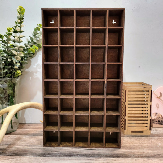 40 Compartment Wooden Shelf Display - Trinket Shelf - Curio Cabinet- Knick Knack Collection Display - Printer Tray -Figure Organizer Display