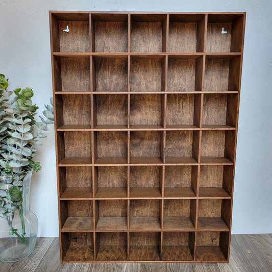 35 Compartment Wooden Display Shelf- Trinket ShelfCurio Cabinet- Knick Knack Collection Display - Printer Tray -Figure Organizer Display