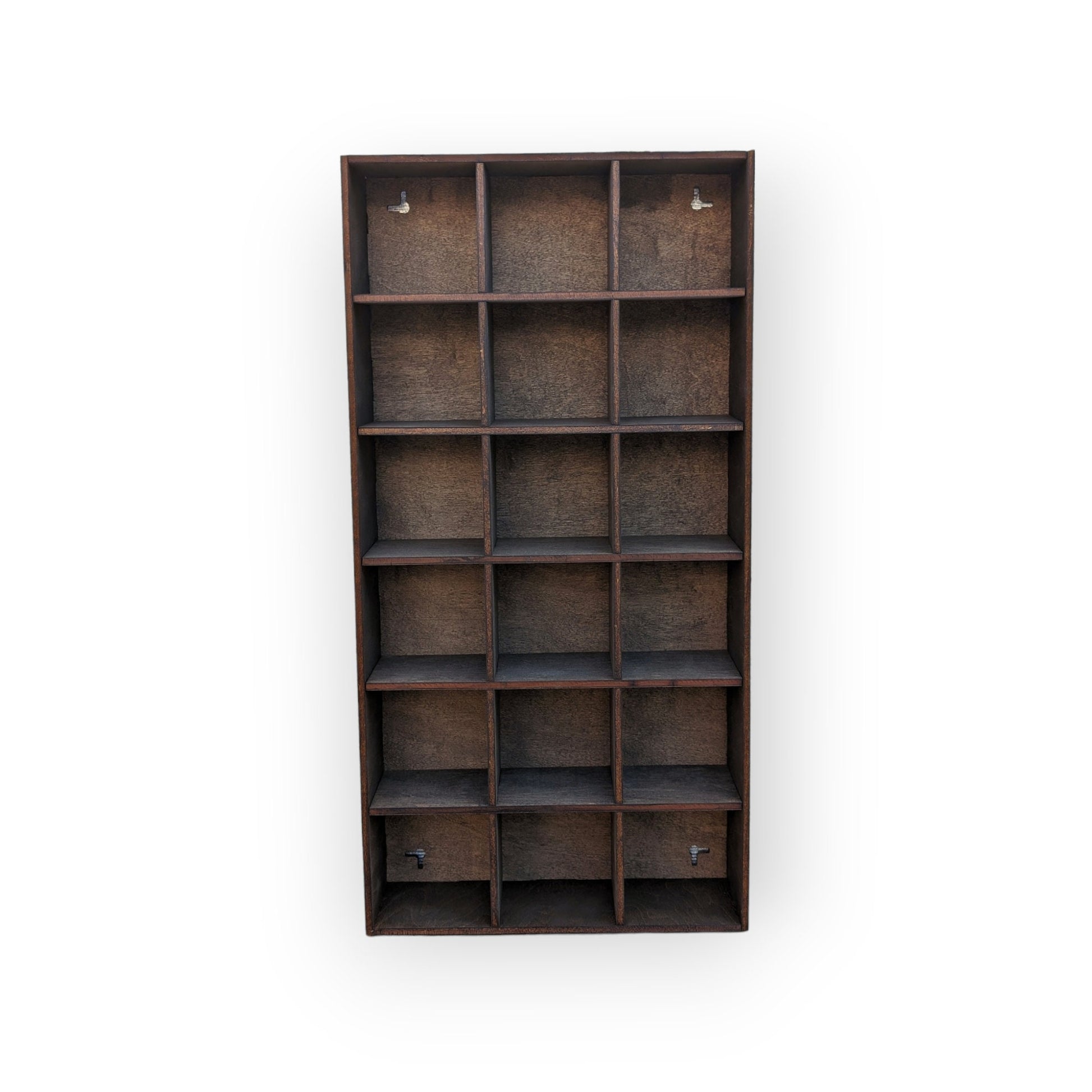 18 Compartment Wooden Display Shelf - Trinket Shelf - Curio Cabinet- Knick Knack Collection Display - Printer Tray -Figure Organizer Display